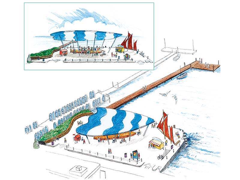 Illustrating Heritage Quay and ferry landing stage proposals to be discussed by town council on Info Staging
