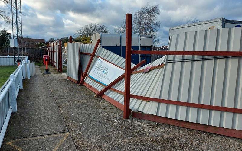 Illustrating Brightlingsea Regent's ground damaged by Storm Eunice on Brightlingsea Info