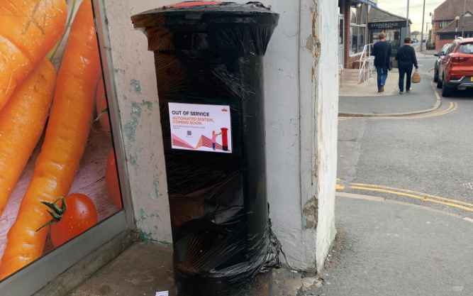 Illustrating Solar-powered postbox on the way for town's post office on Info Staging