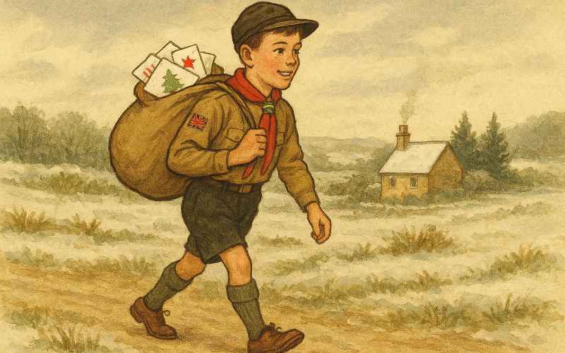 Illustrating Post your Christmas cards locally and help the local scout group on Info Staging