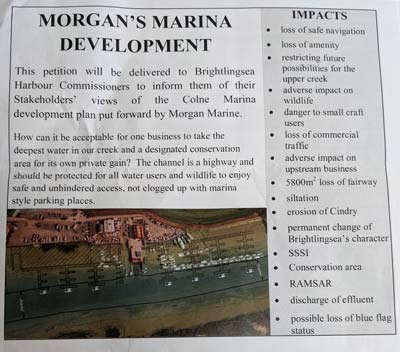Illustrating Petition against Morgan Marine development handed in to Brightlingsea Harbour Commissioners on Brightlingsea Info