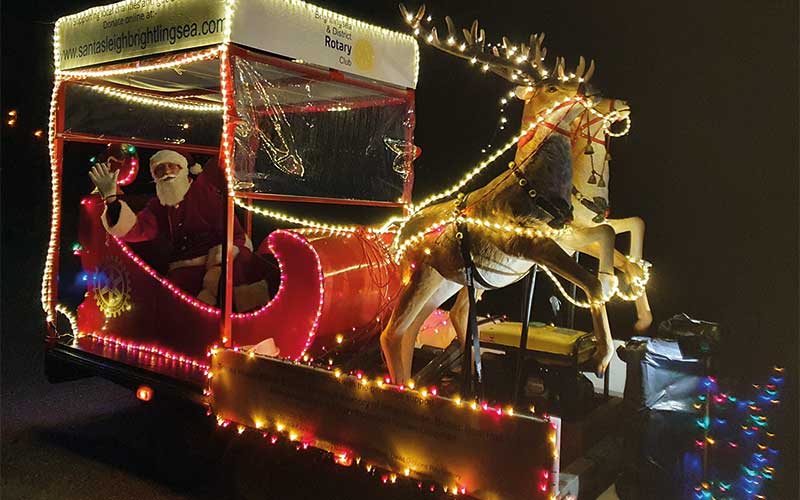 Illustrating Santa Claus is coming to town! Here's where you can see Rotary Club's sleigh on Brightlingsea Info