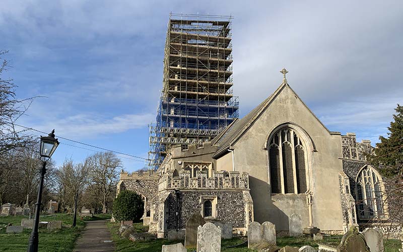 Illustrating All Saints' Church restoration project is nearing completion on Brightlingsea Info