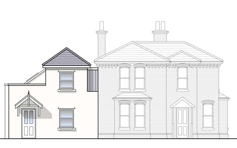 Illustrating Plan to convert Brightlingsea workshop into terraced house submitted on Brightlingsea Info