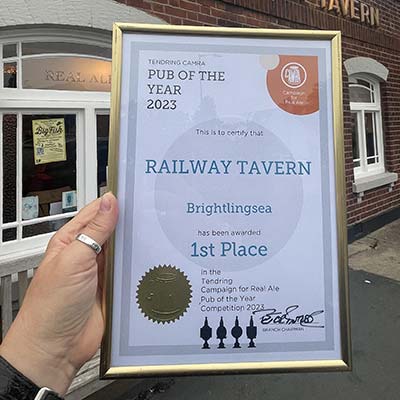 Illustrating Pub of the Year award says Railway Tavern is on the right track on Brightlingsea Info