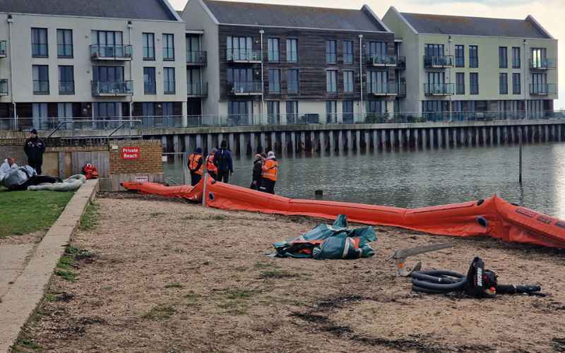 Illustrating Emergency teams train for oil spill in Brightlingsea creek on Brightlingsea Info